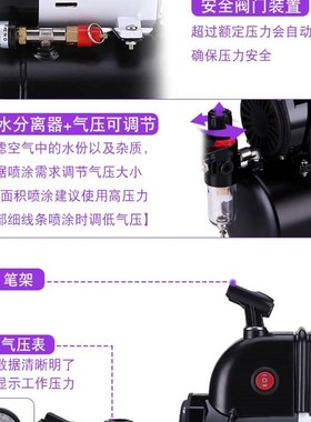 OPHIR模型气泵AF186喷笔套装浩盛高达上色喷涂模型彩绘喷漆空压机