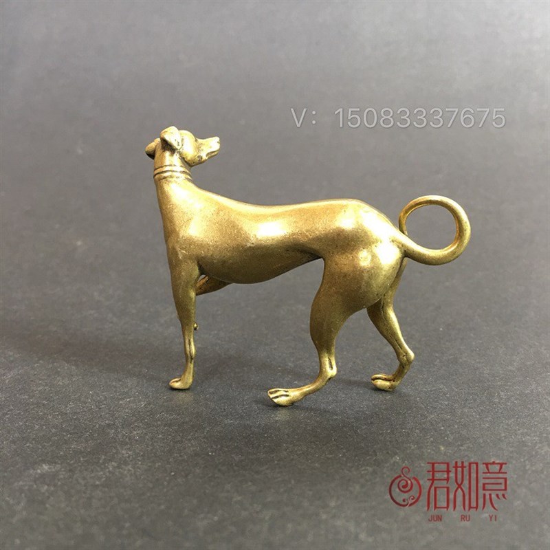 好货铜十二生肖狗摆件 实心纯铜金狗手把件 站立小狗铜狗小摆件