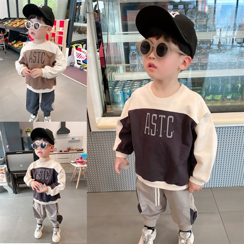 好货男童2021春装撞色卫衣中小童宝宝春秋季韩版纯棉宽松上衣休闲