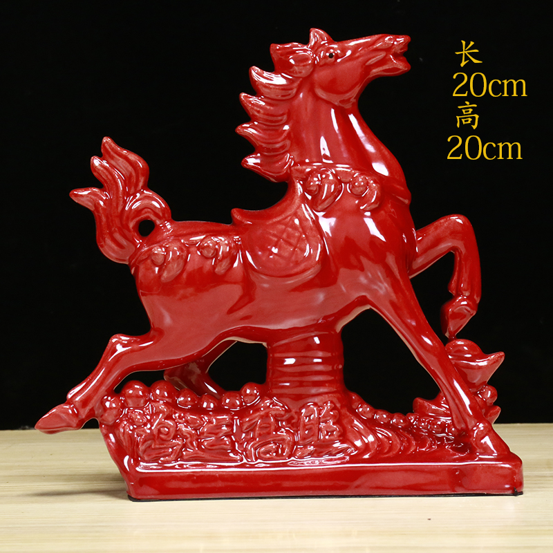 承颜唐三彩陶瓷马礼品家居办公室客厅摆件红马玄关橱窗工艺品