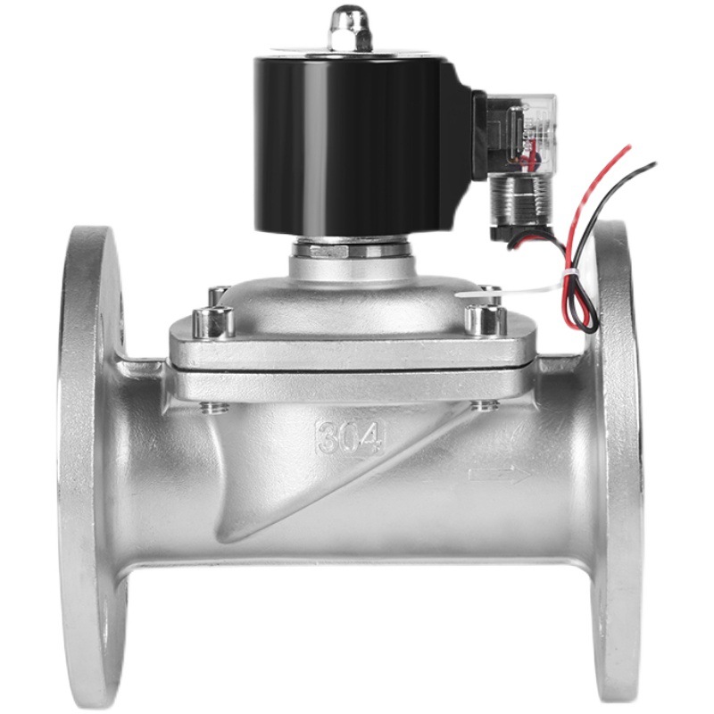 dn50直动式304法兰不锈钢常闭电子阀24v12v气阀电磁水阀电磁阀220