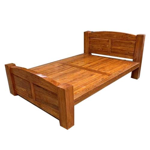 纯实木床1.81.51.2米现代简约老榆木家具平尾结实大料榆木床双人