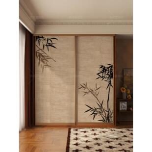 新中式覆古柜门改造贴纸高级感竹子贴画装饰衣柜翻新壁纸自粘防水