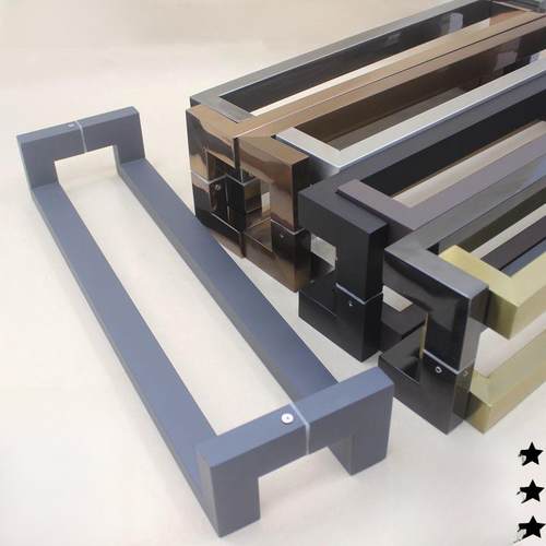 方管双弯加厚玻璃门把手不锈钢门把手木门办公室门亚黑高档门把手