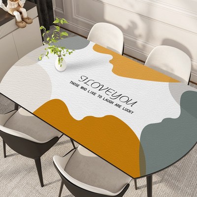 椭圆形硅胶餐桌垫防油防水可伸缩折叠圆桌弧形桌布免洗可裁剪桌垫