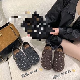 5cm【毛呢波点】厚底内增高波点呢子全包博肯单鞋02