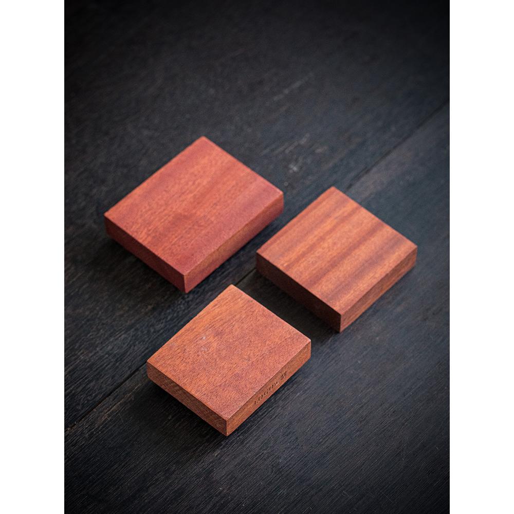 新中式实木沙比利方形底座配件摆放茶宠佛像底托创意定制logo图案