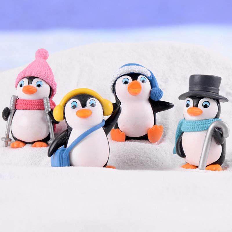 微景观卡通动物小摆件手工装饰创意冬装企鹅公仔盆栽可爱蛋糕摆设