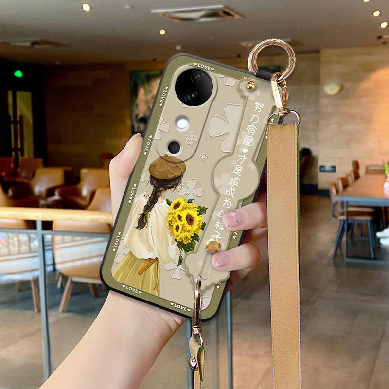 适用vivoS19手机壳带挂绳被宠女孩s19pro卡通新款s18女款时尚腕带s18pro可背斜挎绳镜头全包s17硅胶软壳s16