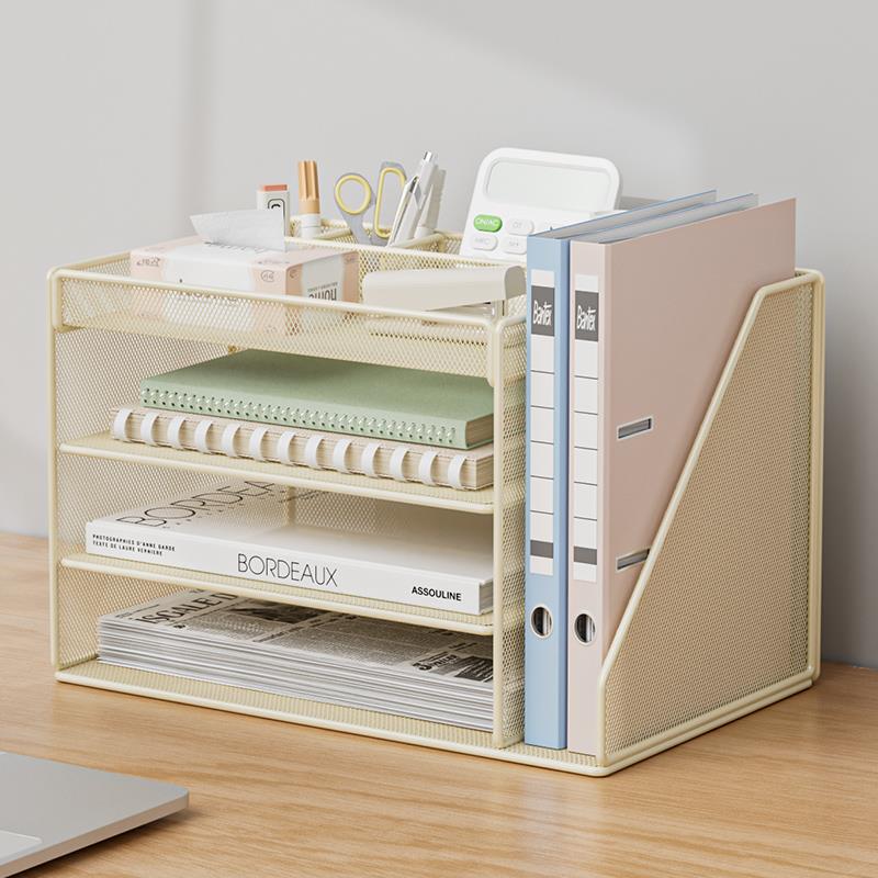 桌面文件收纳架办公书立文件架书桌资料档案收纳盒A4纸多层置物架