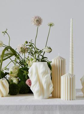 AOCOHOME条纹圆柱香薰蜡烛ins风家居客厅装饰摆件摄影道具软装