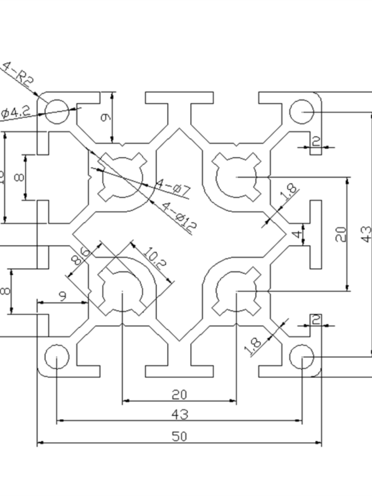 5050双槽铝型材流水线铝合金型材OB50*50工业铝型材铝方管铝框架-封面