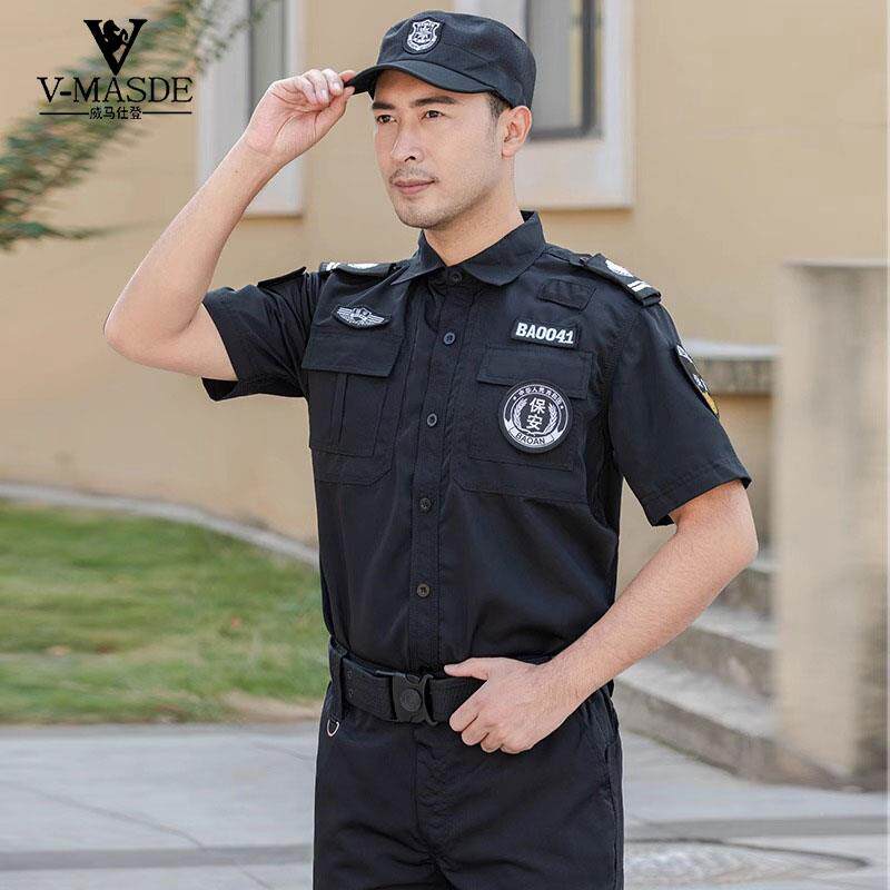 保安夏季工作服夏装短袖套装保安夏季制服黑色薄款保安夏季服装男