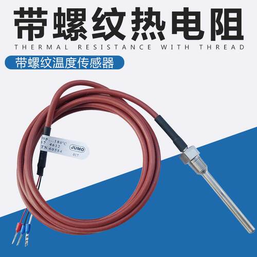 德国JUMO久茂pt100螺纹安装铂热电阻 管道安装温度传感器感温探头