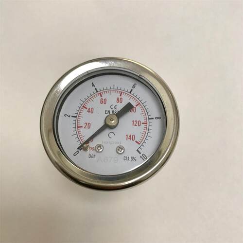 轴向不锈钢压力表 直径41-47mm 压力0-10bar 0-140psi 螺纹ZG1/4