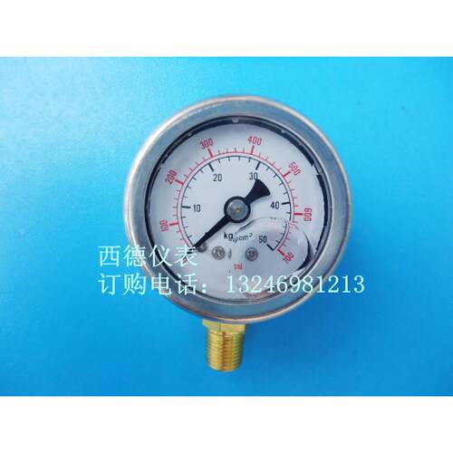 YN-40,表壳不锈钢40MM立式0－50KG/700psi充油压力表，防震压力表