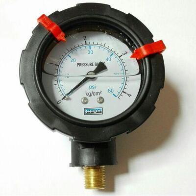 HFDY 全塑耐震压力表 Φ60 压力0～4kg/cm²  60psi 铜螺纹zg1/4