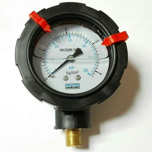 HFDY 全塑耐震压力表 Φ60 压力0～4kg/cm²  60psi 铜螺纹zg1/4