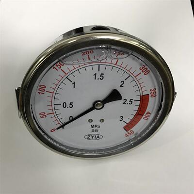 轴向耐震带支架压力表 YN-100Z-U 3mpa 450psi 直径100mm m20x1.5