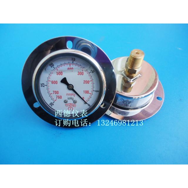 60MM面板式安装－30inHg/-760mmHg充油耐震真空负压表，真空表