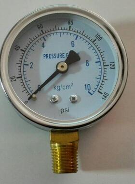黑色喷漆外壳压力表 直径60㎜ 压力0-10kg 0-140psi 铜螺纹ZG1/4