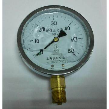 上海仪川仪表厂耐震压力表 yn-100 0～60mpa充油压力计 直径100mm