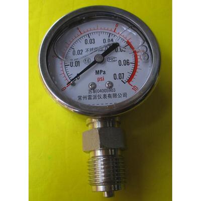 全不锈钢耐震充油压力表TYNT-80FB  0-0.07MPA 0-10PSI耐震压力表