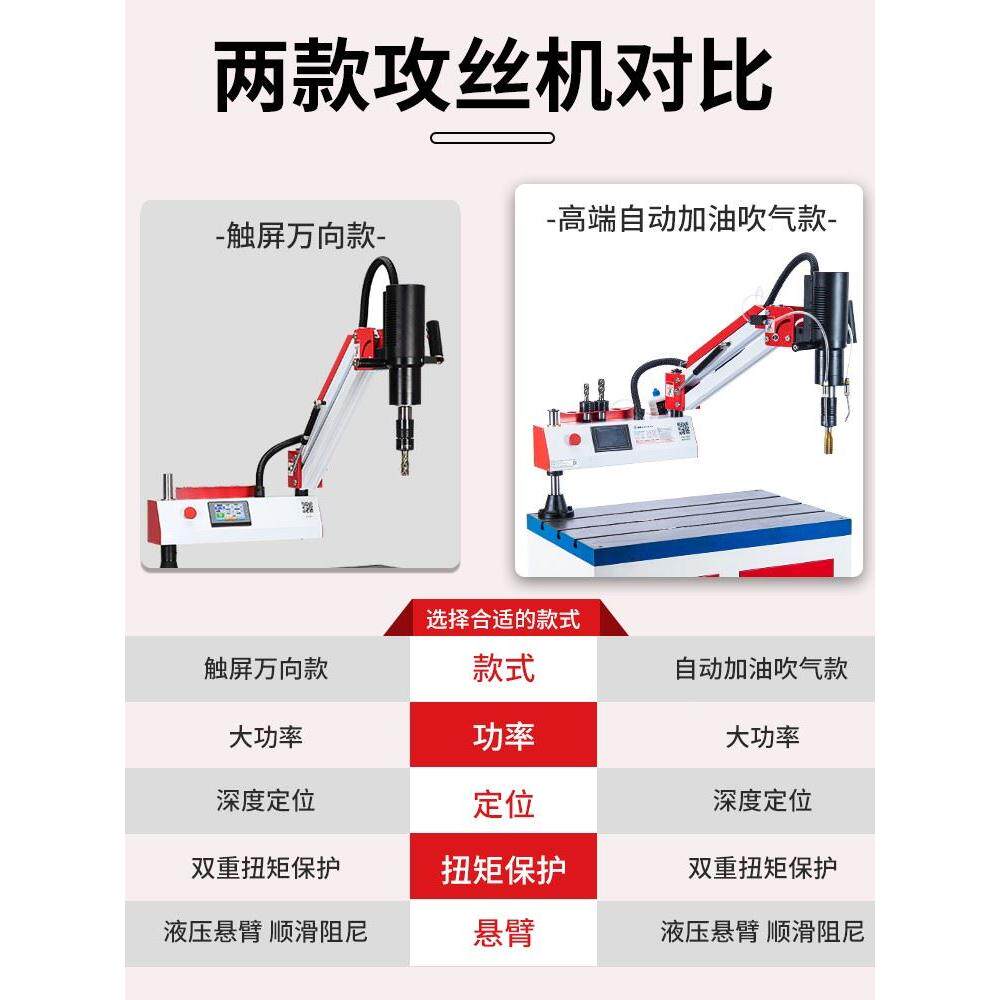 高端电动攻丝机全自动伺服攻牙机手持台式万向摇臂智能数控小型机