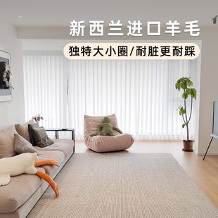 客厅地毯臻耐脏混纺古条纹 高级羊毛地毯感轻奢进口素色极简定制