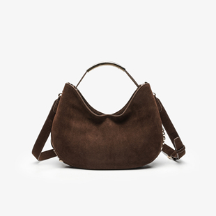 卡尔 复古金属手柄月牙包CK251015P咖色 蔻斯时尚