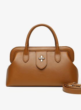 时尚百搭十字饰扣手拎单肩包CK25909K棕色