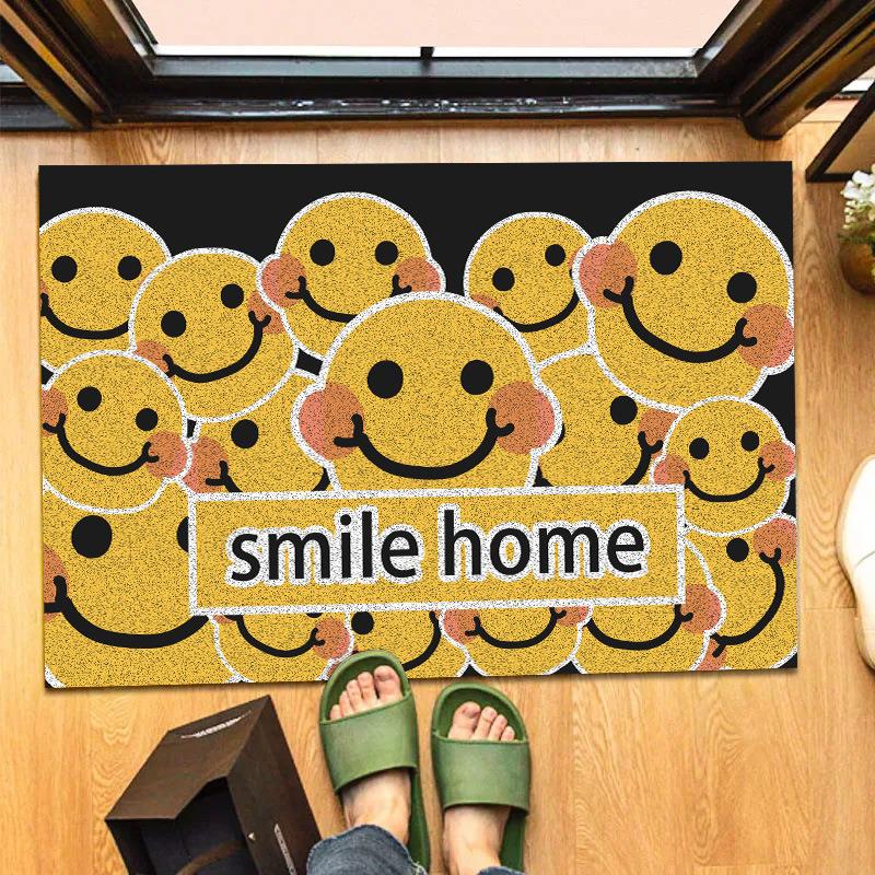 UV大门地垫入户门垫可爱门口丝圈门外家用耐脏防滑笑脸地毯个性