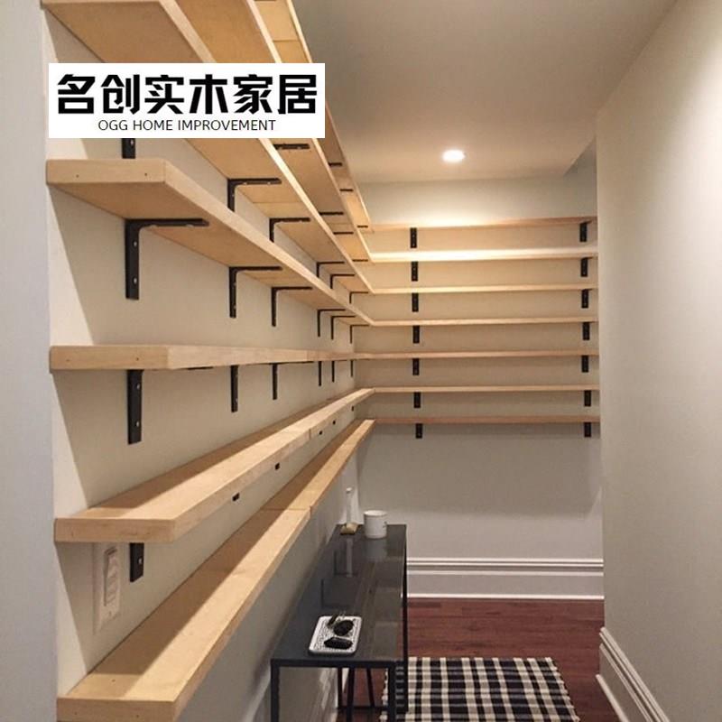 2I墙上置物架实木一字隔板墙壁书架客厅电视机顶盒搁板厨房壁挂架