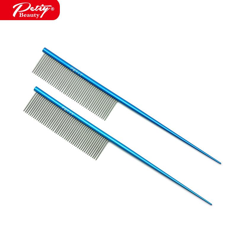 宝丽宠物不锈钢尖尾梳扎辫子狗狗约克夏梳猫咪尖尾排梳宠物分界梳