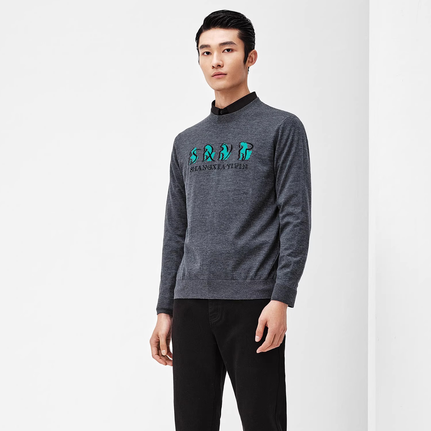 时尚保暖毛衣上下衣品绵羊毛圆领