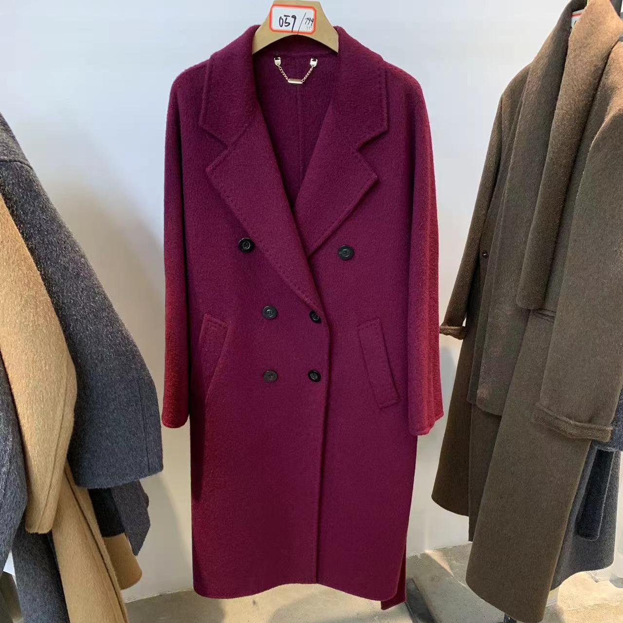 【幂幂家专柜】 经典101801双排扣中长款大衣女宽松外套