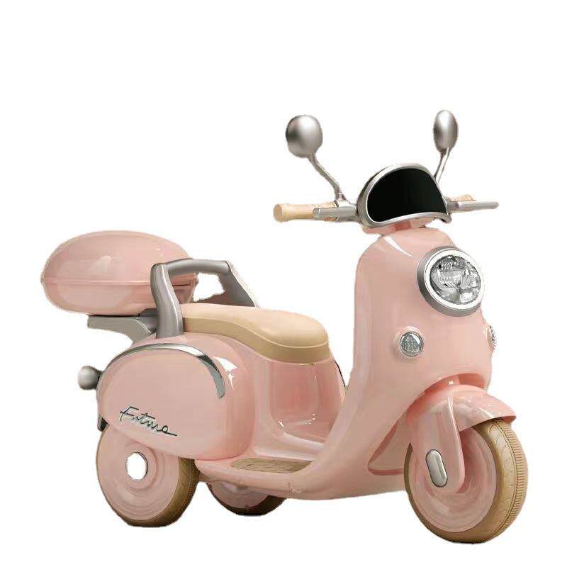 儿童电动摩托车可坐双人三轮车小孩宝宝遥控玩具车充电款电瓶车