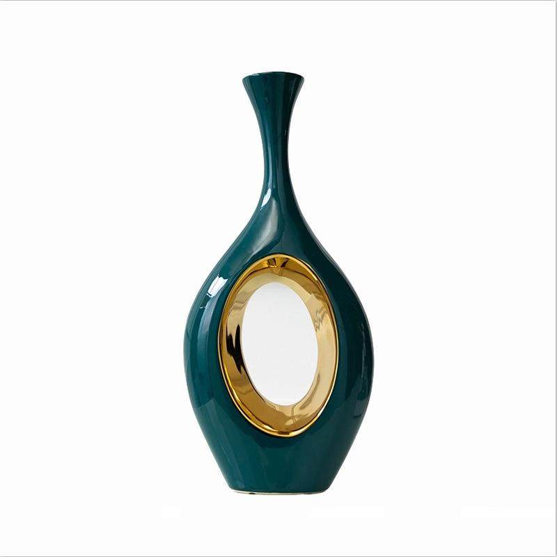 欧式简约墨绿色陶瓷花瓶轻奢样板间玄关插花花器花瓶摆件厂家直销,橡塑材料及制品,工业陶瓷,淘宝优惠券,粉丝福利购,淘宝优惠卷