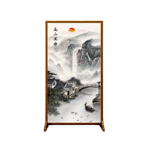 现代屏风隔断新中式简约进门客厅装饰遮挡玄关布艺家用艺术屏座屏