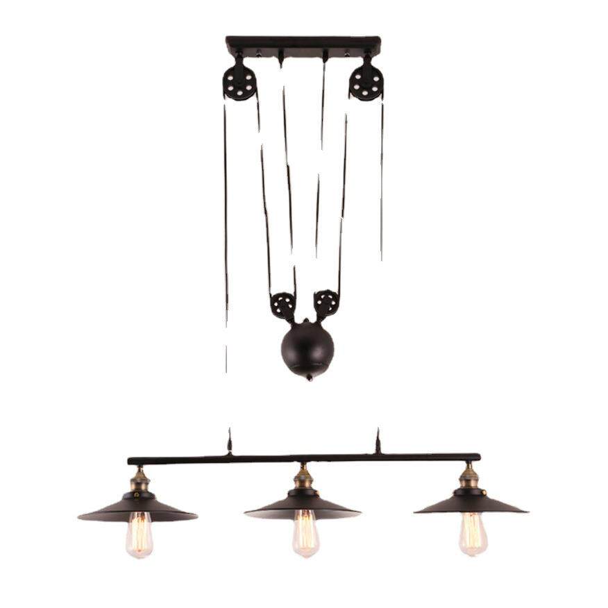 美式乡村铁艺灯复古工业风Loft餐厅吧台阳台服装店三头升降吊灯