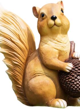 花园装饰小松鼠摆件庭院户外园林仿真动物创意树脂工艺品松鼠雕塑