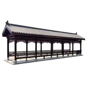 古建长廊凉亭中式景观庭院菠萝格实木防腐木仿古别墅青瓦室外