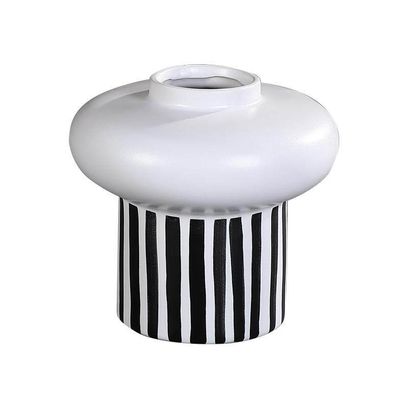 简约北欧极简黑白条纹线条插花陶瓷花瓶时尚家居软装饰品摆件,橡塑材料及制品,工业陶瓷,淘宝优惠券,粉丝福利购,淘宝优惠卷