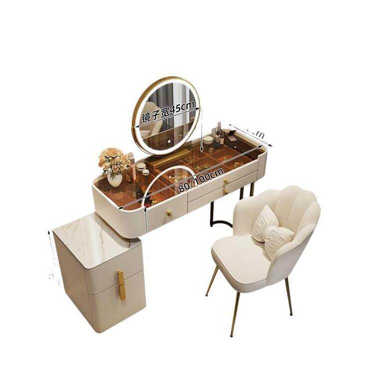 实木梳妆台轻奢小户型梳妆柜简约卧室化妆台多功能床边化妆桌镜子