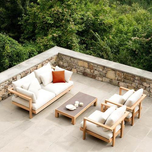 户外柚木庭院沙发阳光房花园实木室外防水防晒露台防潮休闲沙发椅