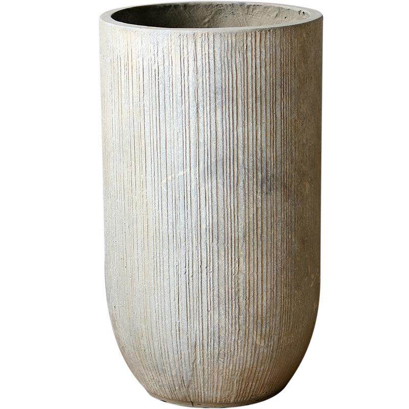 复古大号落地花盆镁泥透气高款筒形花器客厅花园商场装饰绿植盆