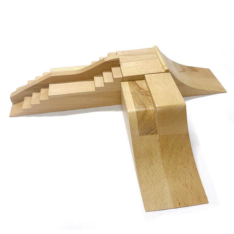 专业手指滑板实木道具斜坡抛台木质台阶障碍公园比赛训练场地