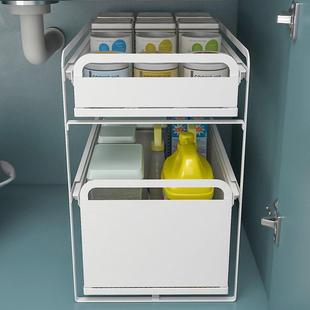 整体橱柜双层柜内抽屉抽拉式置物架厨房水槽下收纳层架深柜拉篮分