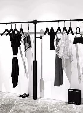 黑色加粗上墙挂衣架服装店陈列货架衣服展示架女装店专用简约铁艺