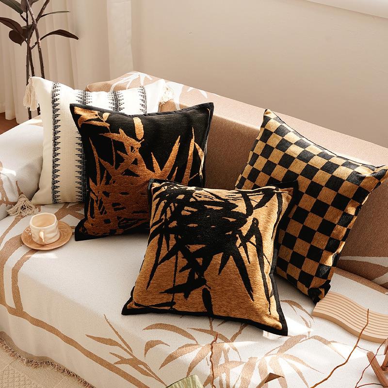 高级感覆古意式腰枕抱枕套客厅沙发抱枕棕色腰靠枕靠飘窗床上
